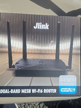 Jlink Black Dual-Band AX1800 Mesh Wi‑Fi 6 Router